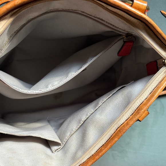 Coach Orange Patent Leather Crossbody Tote Shoulder Bag Zipper Closure Vintage - Picture 11 of 17